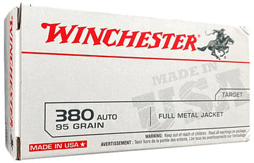 Winchester Ammo USA380VP USA  380 ACP 95 gr Full Metal Jacket (FMJ) 100 Bx/ 5 Cs
