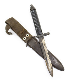 G3 Bayonet and Scabbard - 12 Groove Early Straight Handle - Fair - Cracked, Chipped, etc.