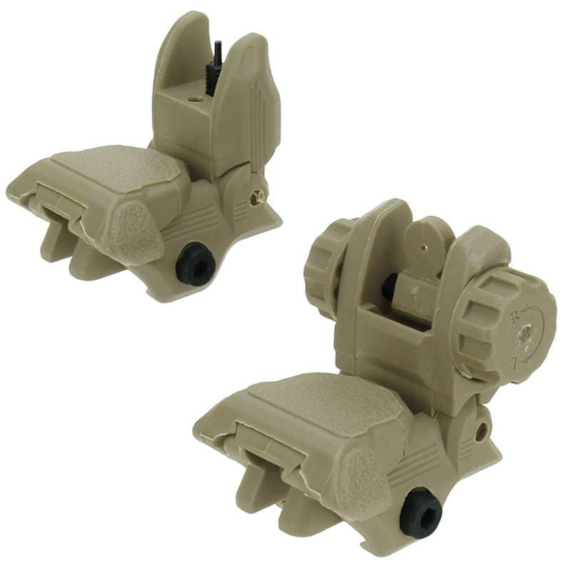 AR-15 Tan Polymer Flip-up Front and Rear Sight