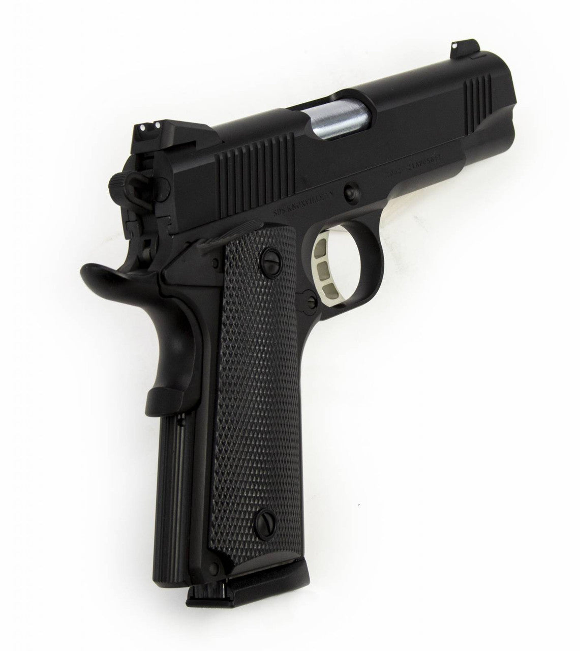 SDS Imports 45 ACP 4.25 8+1 1911 Carry Black Cerakote Steel Slide Black Polymer Grip