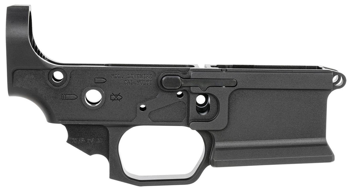 Sharps Bros SBLR08F Livewire Stripped Lower Multi-Caliber Black Anodized Finish 7075-T6 Aluminum Material Compatible with Mil-Spec for AR-Platform