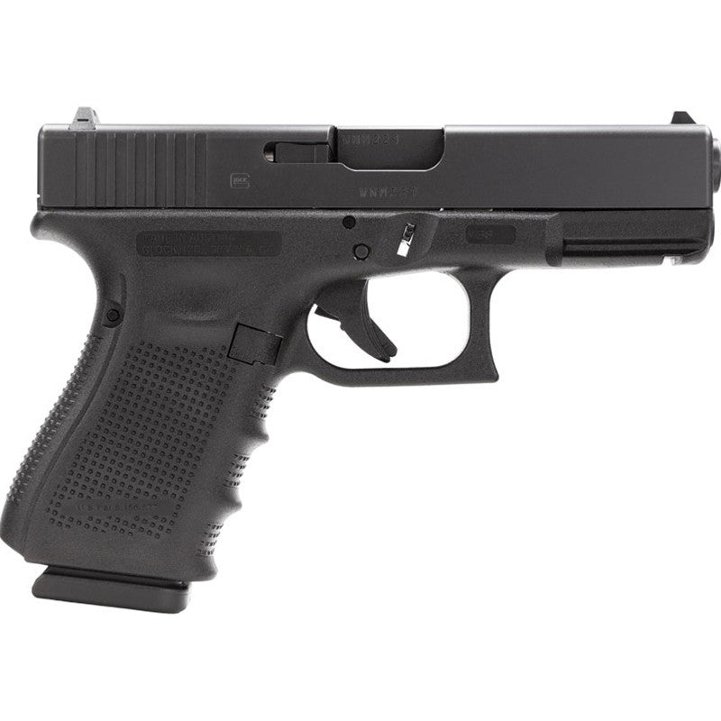 Glock PG1950203 G19 Gen 4 9mm Luger 4.01 15+1 Black Interchangeable Backstrap Grip Rough Textured Frame