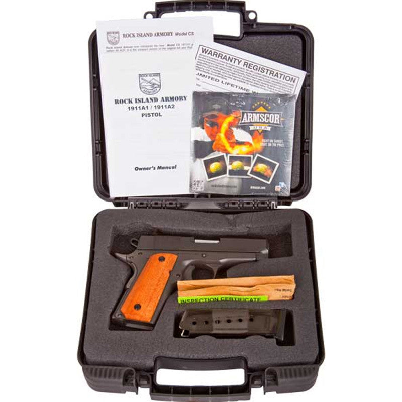 Rock Island 51416 GI Standard CS *CA Compliant 1911A1 45 ACP 3.25 6+1 Black Parkerized Wood Grip