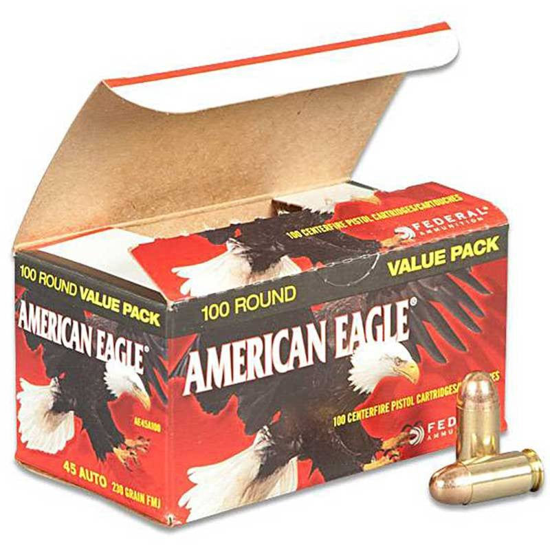 Federal AE45A100 American Eagle  45 ACP 230 gr Full Metal Jacket (FMJ) 100 Bx/ 5 Cs