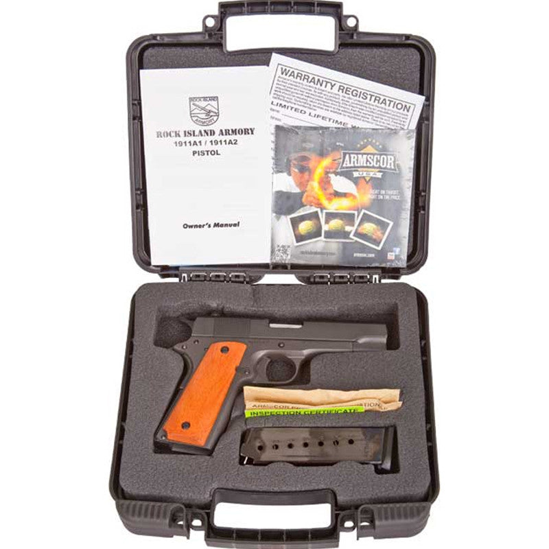 Rock Island 51417 GI Standard MS *CA Compliant 1911A1 45 ACP 4.25 8+1 Black Parkerized Wood Grip