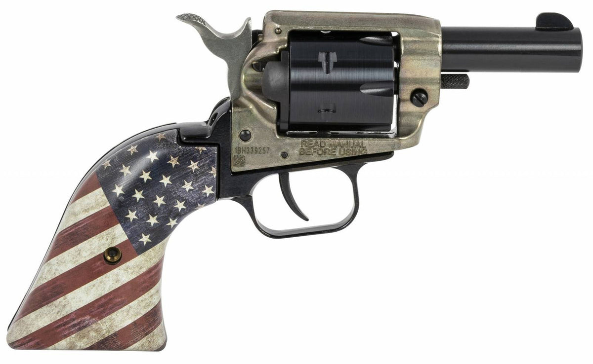 Heritage Mfg BK22CH2USFLAG Barkeep 22 LR 6rd 2 Black Oxide Barrel & Cylinder Simulated Case Hardened Steel Frame with American Flag Polymer Grip