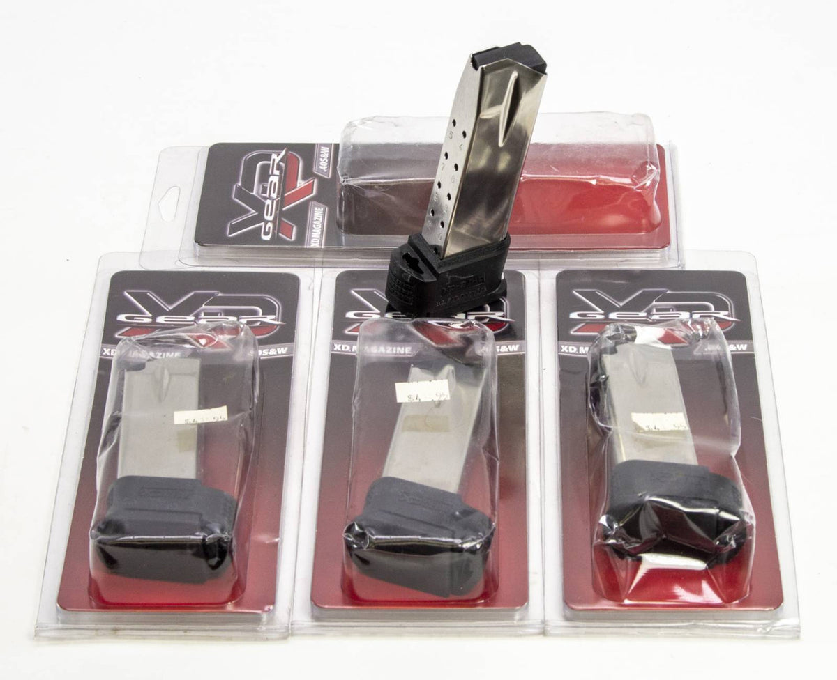 4 NEW SPRINGFIELD ARMORY XD, 40 S&W 12RD MAGS W/SLEEVE