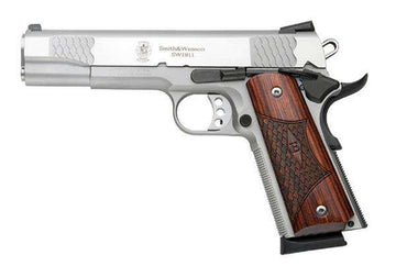 Smith & Wesson 108482 1911 E Series 45 ACP 5 8+1 Stainless Steel Laminate Wood Grip