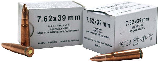 BARNAUL 7.62X39 123GR. BIMETAL CASE & BULLET 500RD. CASE