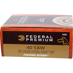 Federal P40HS1 Premium Personal Defense 40 S&W 180 GR Hydra-Shok Jacketed Hollow Point 20 Bx/ 25 Cs