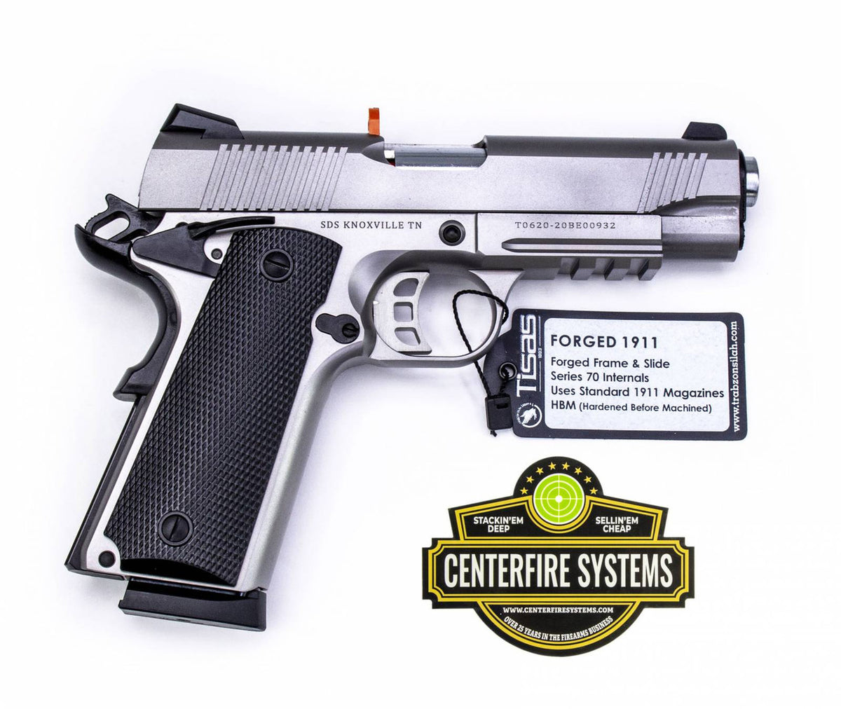 SDS Imports 1911 Carry with Rail 45 ACP 4.25 8+1 Stainless Steel Black Polymer Grip