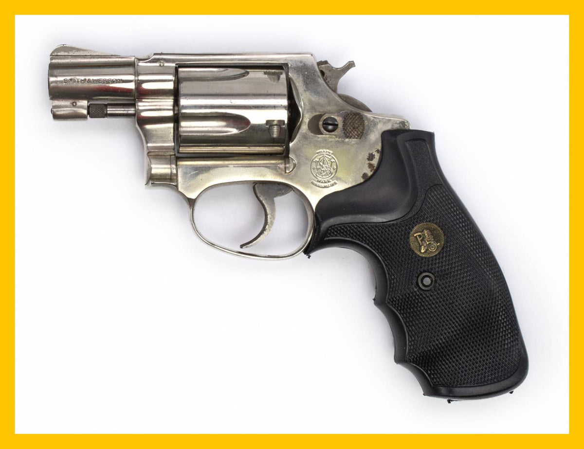 S&W 36 .38SPL 2" BBL NICKEL FIXED SIGHT SQUARE BUTT WITH TRIMMED HAMMER