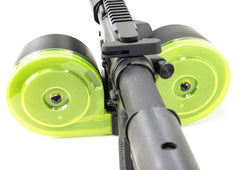 RWB AR-15  100rd Dual Drum Magazine .223 w/Reinforced Feed Lips - Black/Neon Green