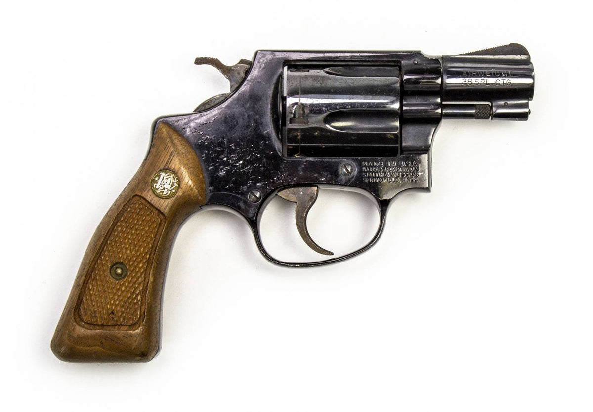 S&W 37 38 SPECIAL 2 BARREL REVOLVER AIRWEIGHT WOOD GRIPS-USED7118