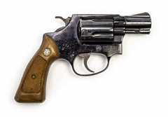 S&W 37 38 SPECIAL 2 BARREL REVOLVER AIRWEIGHT WOOD GRIPS-USED7118