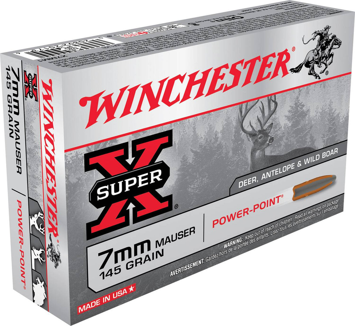 Winchester Ammo X7MM1 Super-X  7mm Mauser 145 gr Power-Point (PP) 20 Bx/ 10 Cs