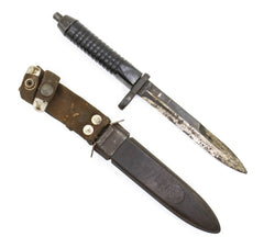 G3 Bayonet and Scabbard - 12 Groove Early Straight Handle - Fair - Cracked, Chipped, etc.
