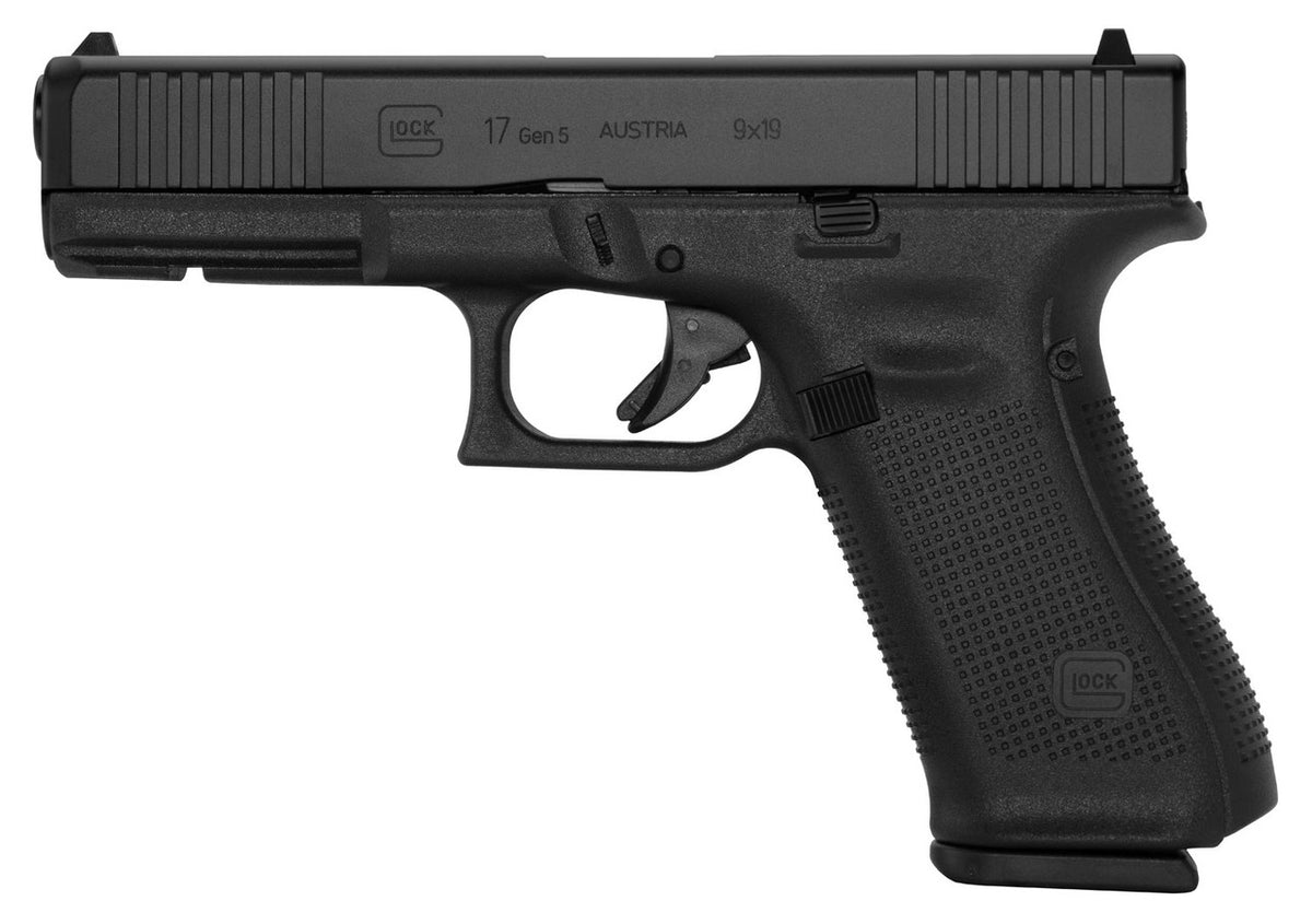 Glock PA175S203 G17 Gen5 9mm Luger 4.49 17+1 Black nDLC Steel w/Front Serrations Slide Black Rough Texture Interchangeable Backstraps Grip Fixed Sights