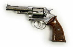 RUGER POLICE SERVICE SIX .357 4 BARREL - STAINLESS W/ WOOD GRIP