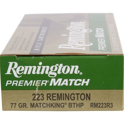 Remington Ammunition RM223R3 Premier Match 223 Rem 77 gr Boat Tail Hollow Point (BTHP) 20 Bx/ 10 Cs