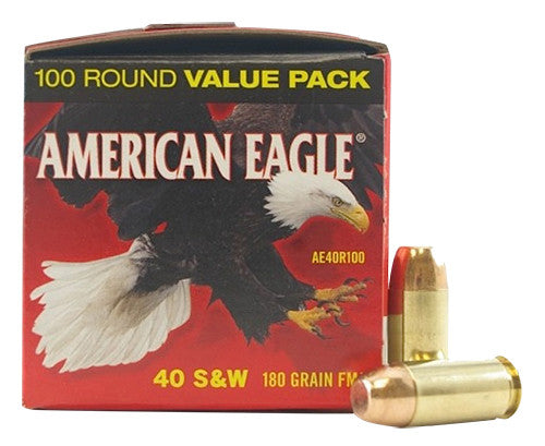 Federal AE40R100 American Eagle  40 S&W 180 gr Full Metal Jacket (FMJ) 100 Bx/ 5 Cs
