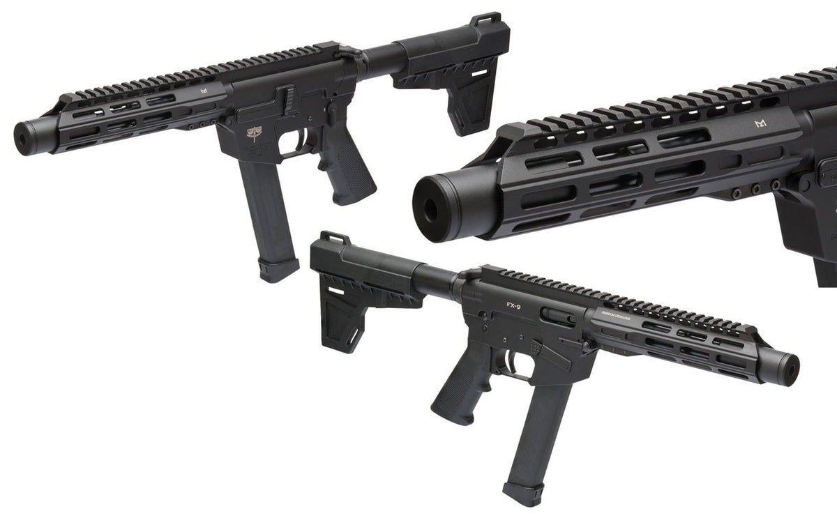 Freedom Ordnance FX9P8 FX-9  9mm Luger 8.25 33+1 Black Hard Coat Anodized Black Polymer Grip KAK Shockwave Pistol Brace