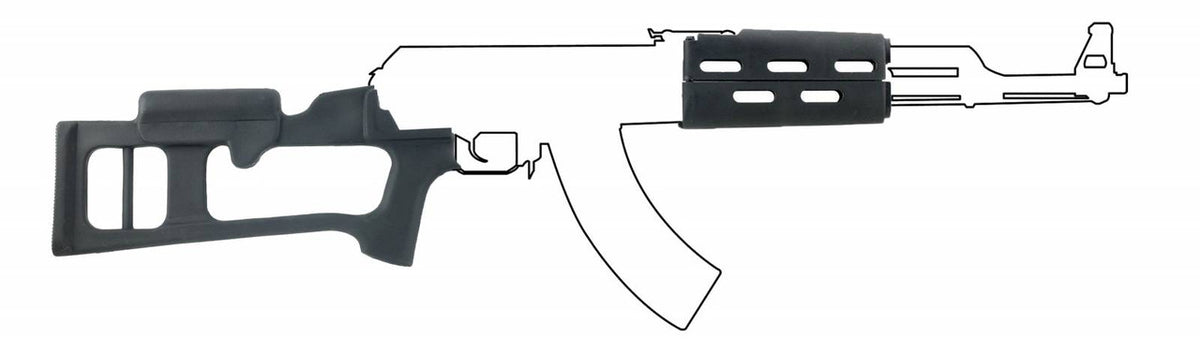 Advanced Technology MAK0100 Fiberforce Stock Package Fixed Thumbhole Black Synthetic & Ventilated Handguard for AK-47 Rifle