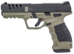 Sar USA SAR9XRDODBL SAR9X 9mm Luger 4.40 17+1, 19+1 (2) OD Green Cerakote Polymer Frame Black Cerakote Steel Slide Black Interchangeable Backstrap Grip