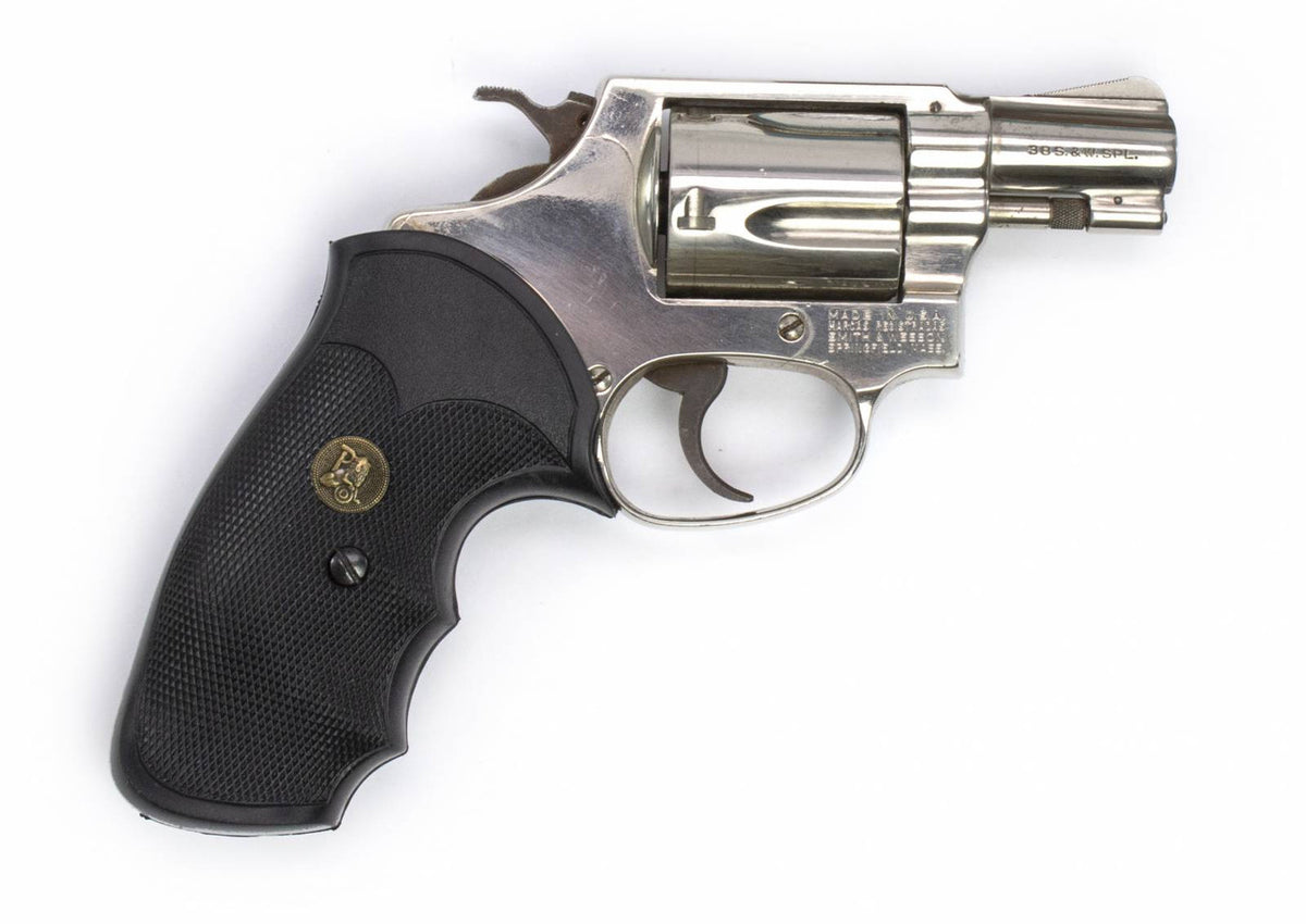 S&W 36 38 SPECIAL 2 BARREL NICKEL FIXED SIGHT SQUARE BUTT WITH TRIMMED HAMMER
