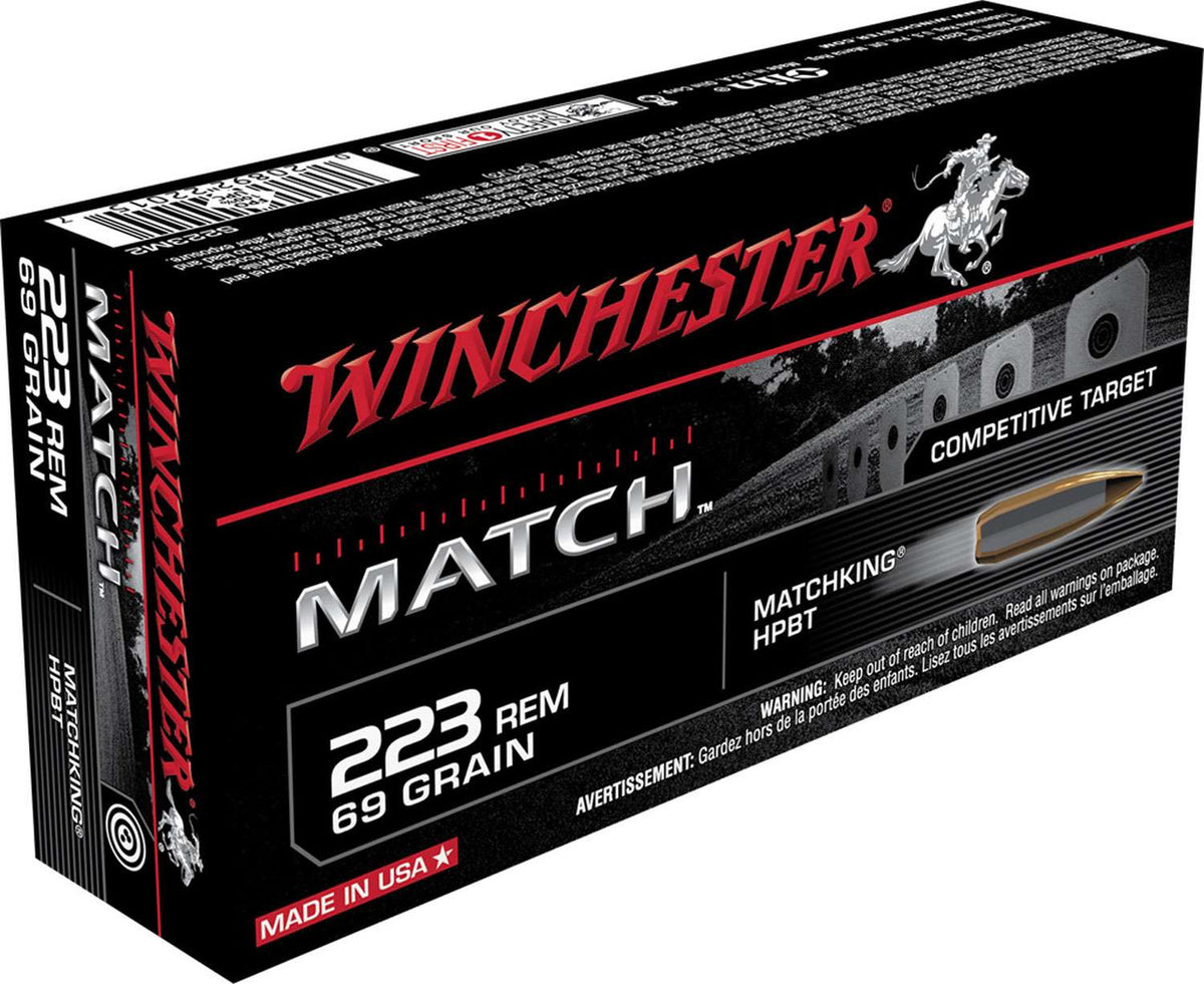 Winchester Ammo 223 Rem 69gr. Match  Sierra MatchKing Boat-Tail Hollow Point (BTHP) 20RDS