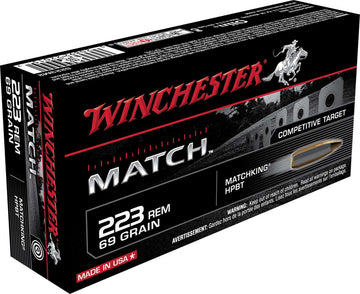 Winchester Ammo 223 Rem 69gr. Match  Sierra MatchKing Boat-Tail Hollow Point (BTHP) 20RDS