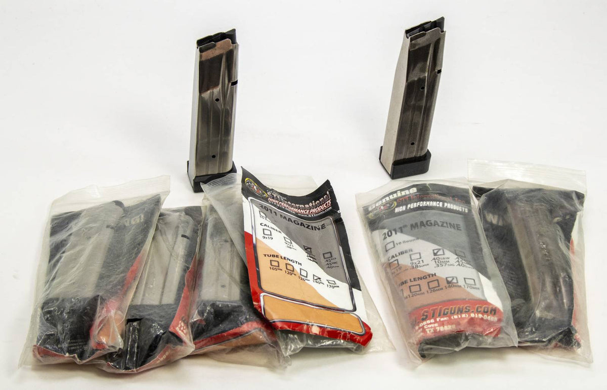 6 NEW STI 2011, 40 S&W, 357 SIG HI CAP 17RD MAGS