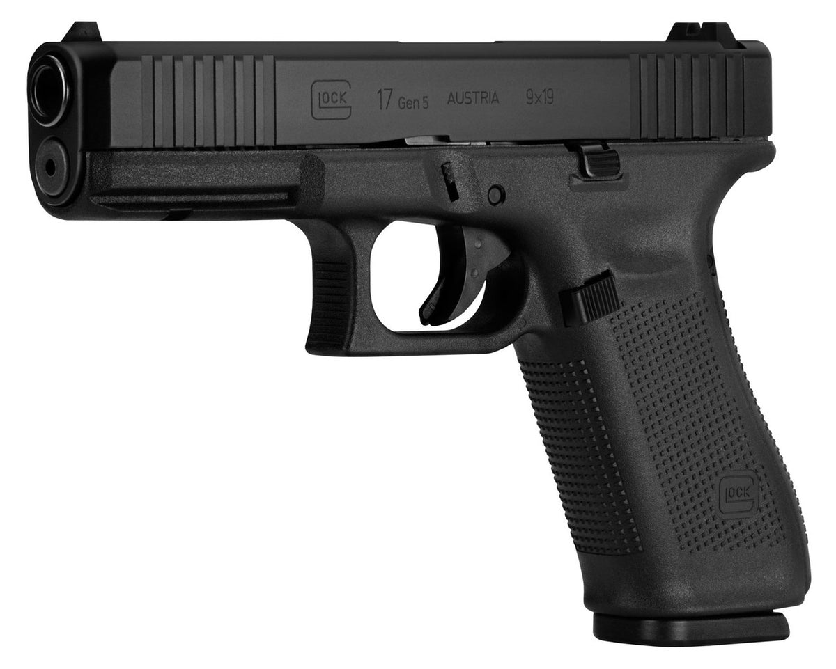 Glock PA175S201 G17 Gen5 9mm Luger 4.49 10+1 Black nDLC Steel w/Front Serrations Slide Black Rough Texture Interchangeable Backstraps Grip Fixed Sights