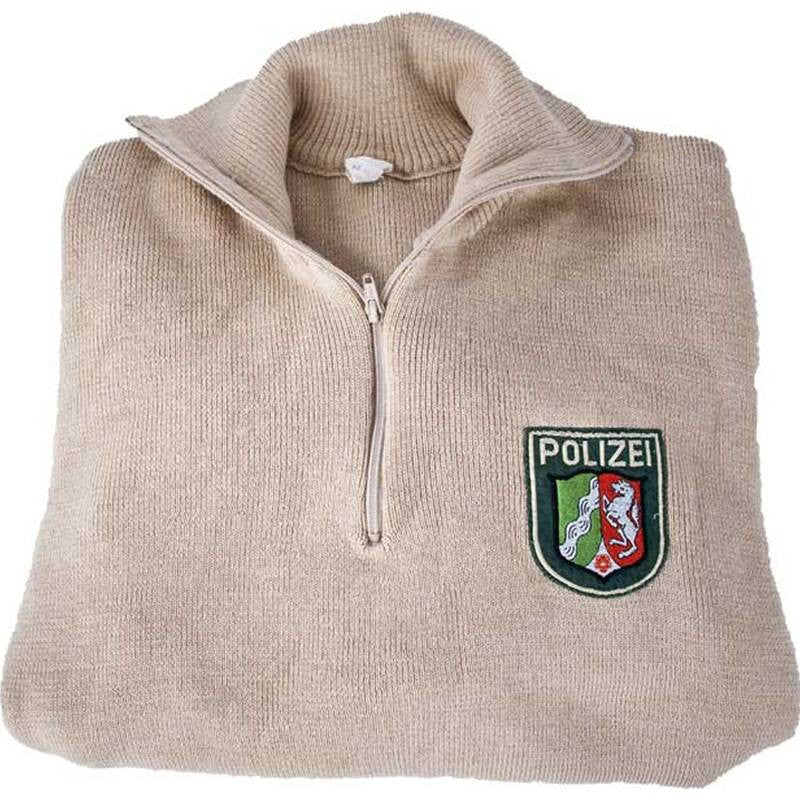 German Khaki Police Turtle Neck Sweater with Zipper - Large - Used