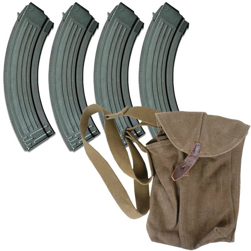 Korean 40rd AK-47 7.62x39 Mag Package - 4 Steel Mags and Pouch