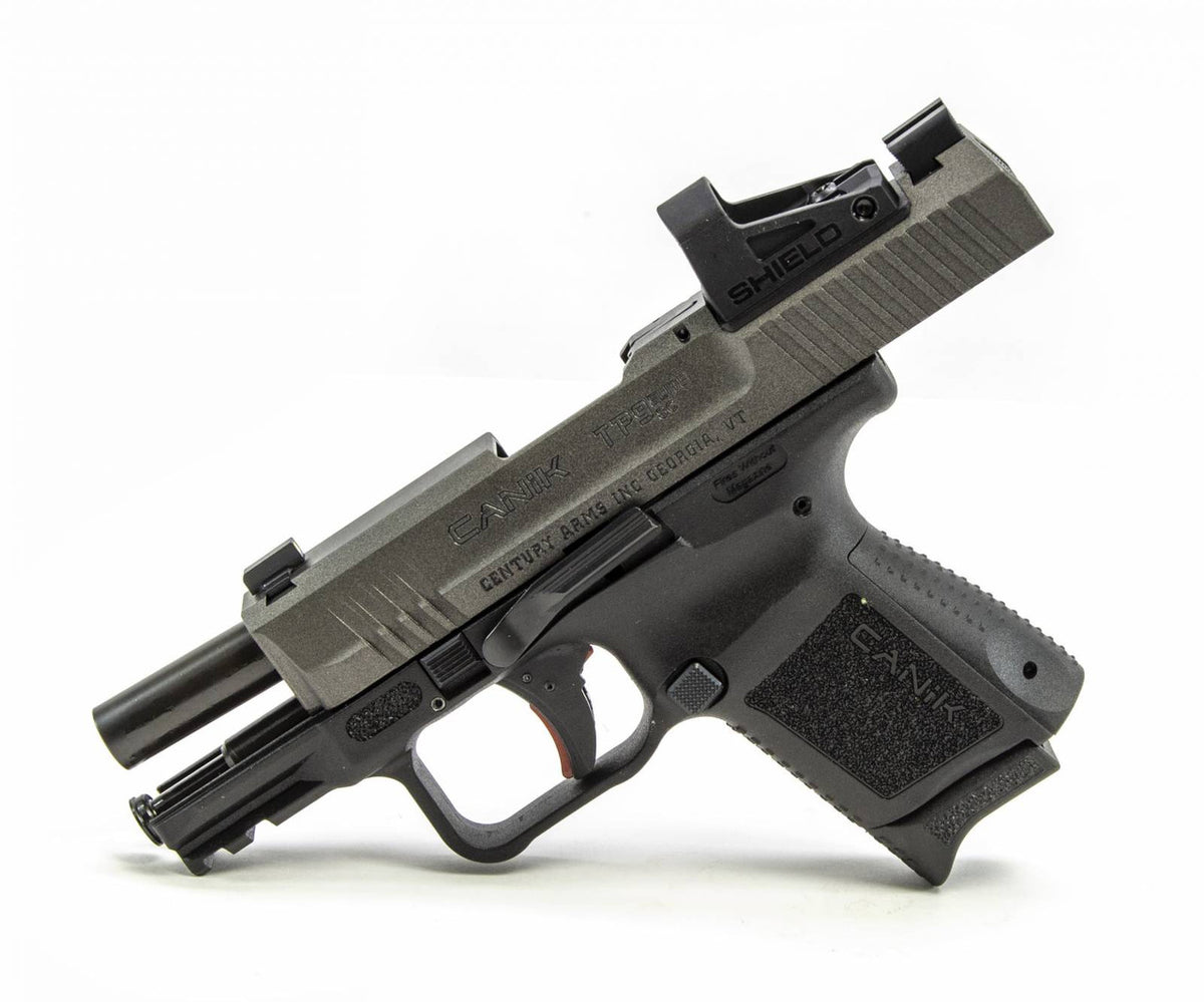 Canik TP9 Elite 9mm Luger 3.60 12+1 Black Tungsten Gray Cerakote Steel Slide Black Interchangeable Backstrap Grip with Shield SMS2 Optic