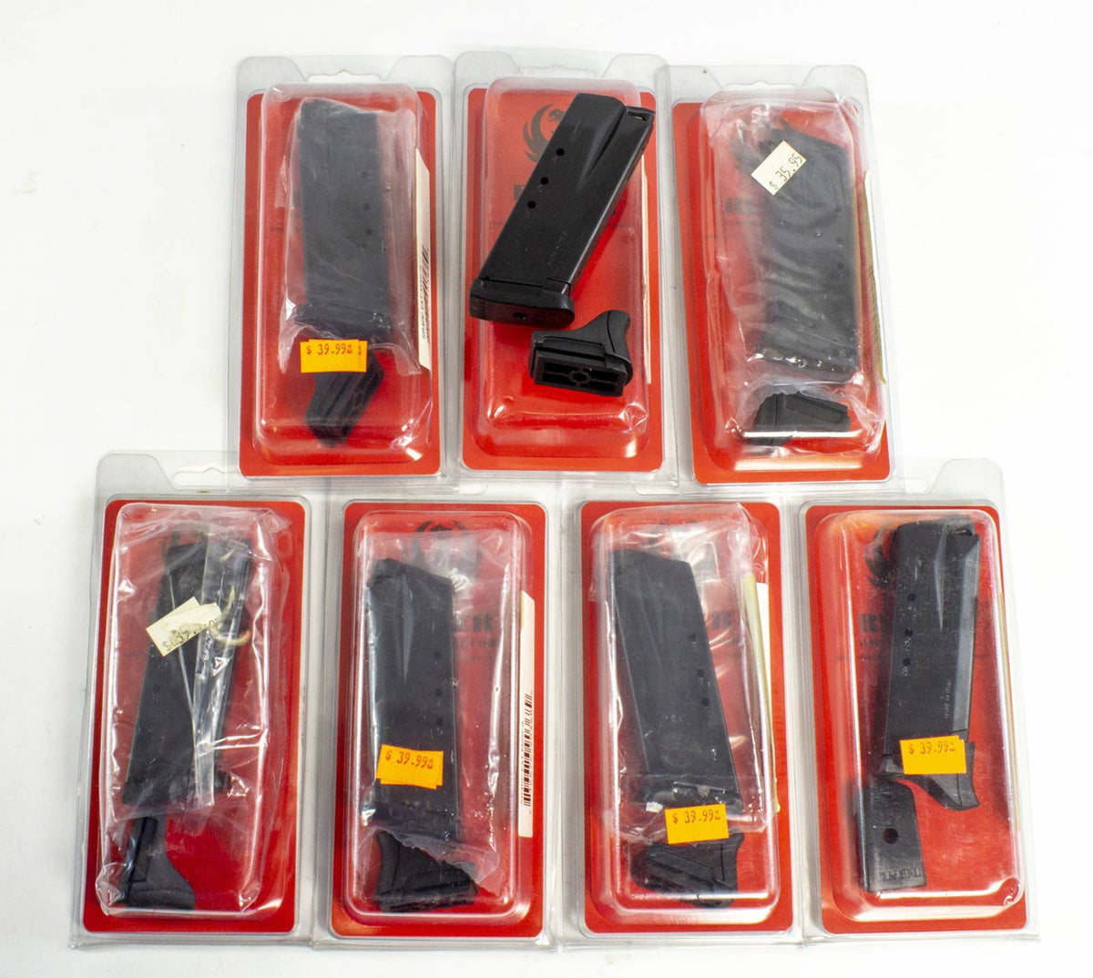 7 NEW RUGER SR40C, 40 S&W 9RD MAG W/EXTENSION