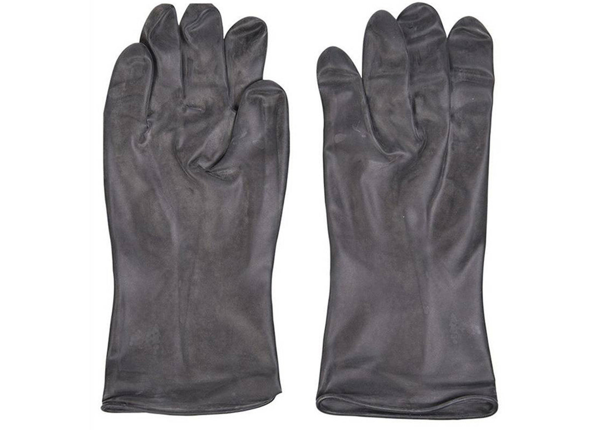 Belgian Black Rubber Gloves, 2 Pairs, (Like New) - XL