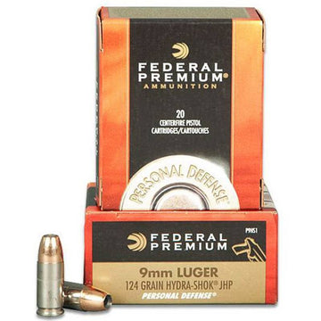 Federal P9HS1 Premium Personal Defense 9mm Luger 124 gr Hydra-Shok Jacketed Hollow Point 20 Bx/ 25 Cs