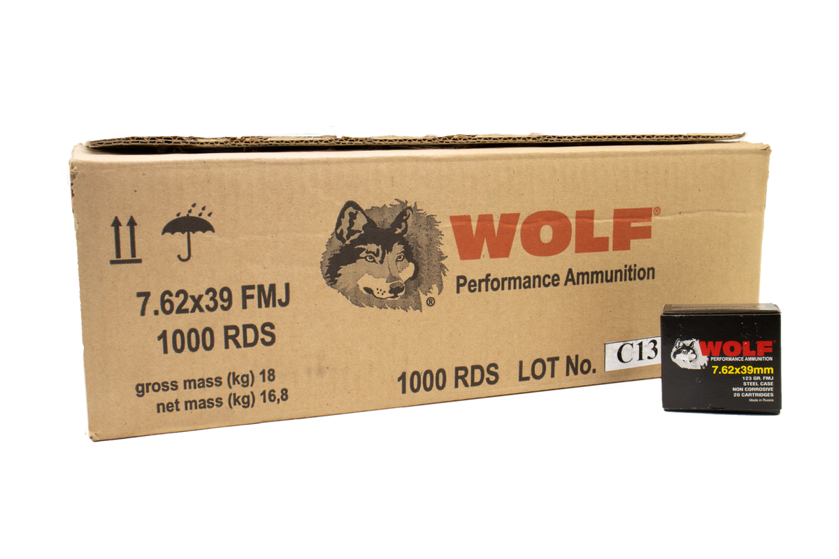 Wolf 7.62x39 123gr FMJ 1000 Round Case