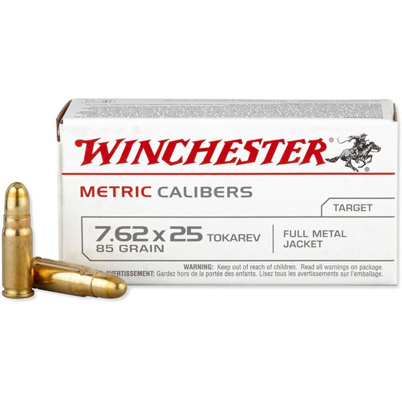 Winchester Ammo MC762TOK USA  7.62x25mm Tokarev 85 gr Full Metal Jacket (FMJ) 50 Bx/ 30 Cs