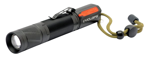 Cyclops FX1200 Pocket Flashlight 210/1200 Lumens White LED - Rechargeable Aluminum Black
