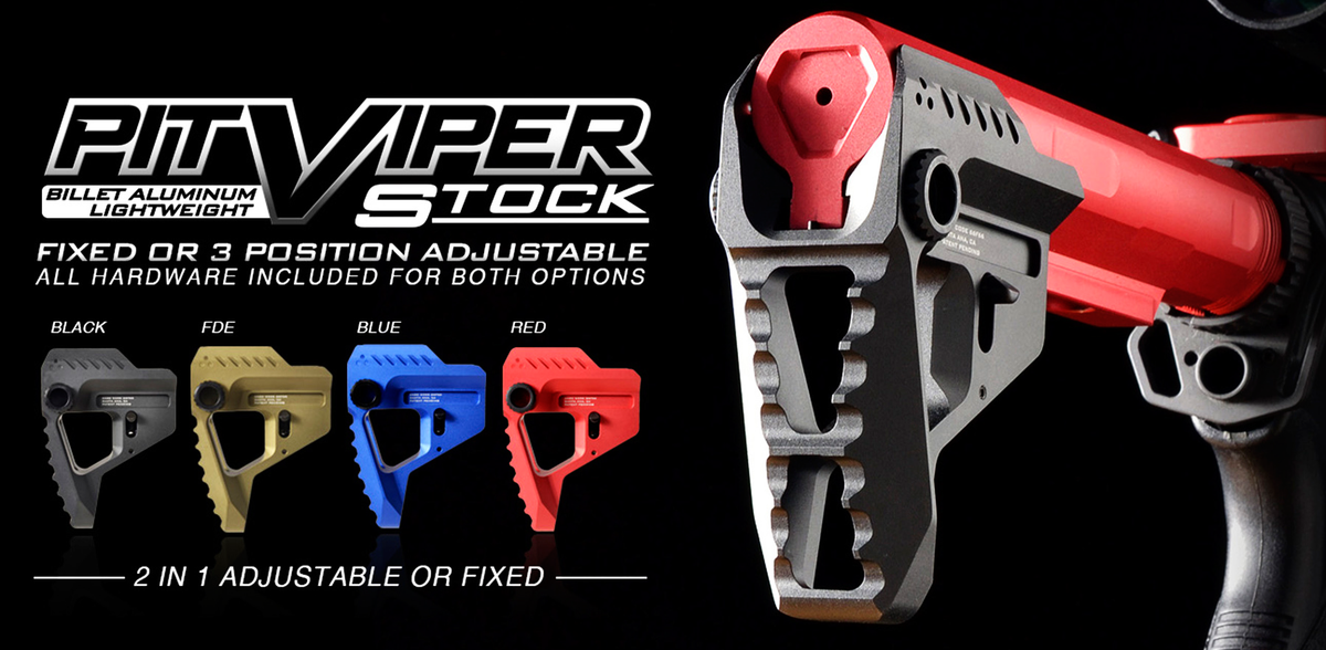 Strike Industries Pit Viper Stock Red Anodized Aluminum AR-Platform Buttstock