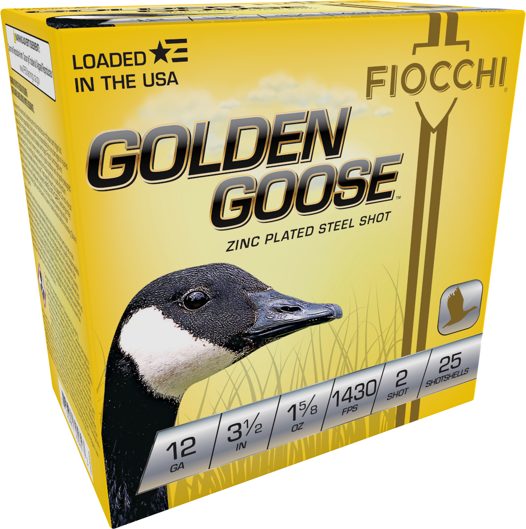 Fiocchi Golden Goose 12 Gauge 3.5" 1 5/8 oz #2 Steel Shot 25 Bx/10 Cs - Box or Case