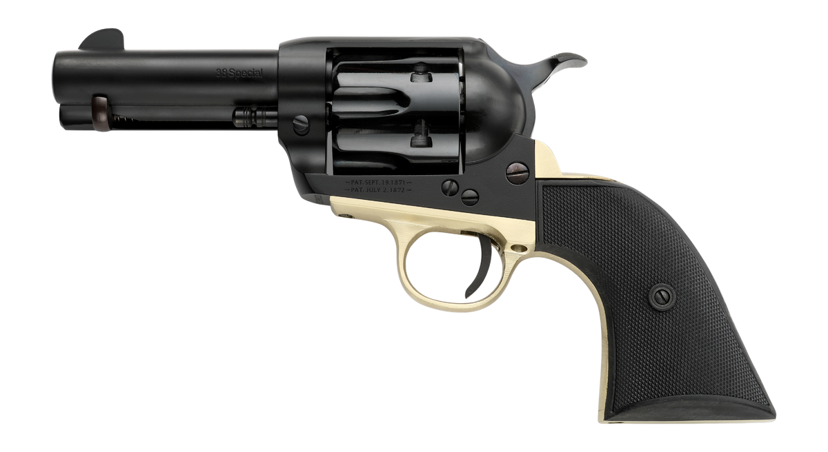 Pietta Alloy 38 Super 3.50" 6-Shot Matte Black Revolver with Brass Backstrap & Trigger Guard