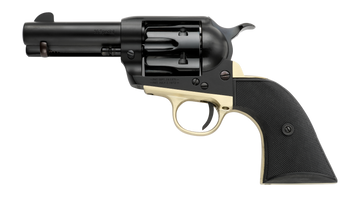 Pietta Alloy 38 Super 3.50" 6-Shot Matte Black Revolver with Brass Backstrap & Trigger Guard