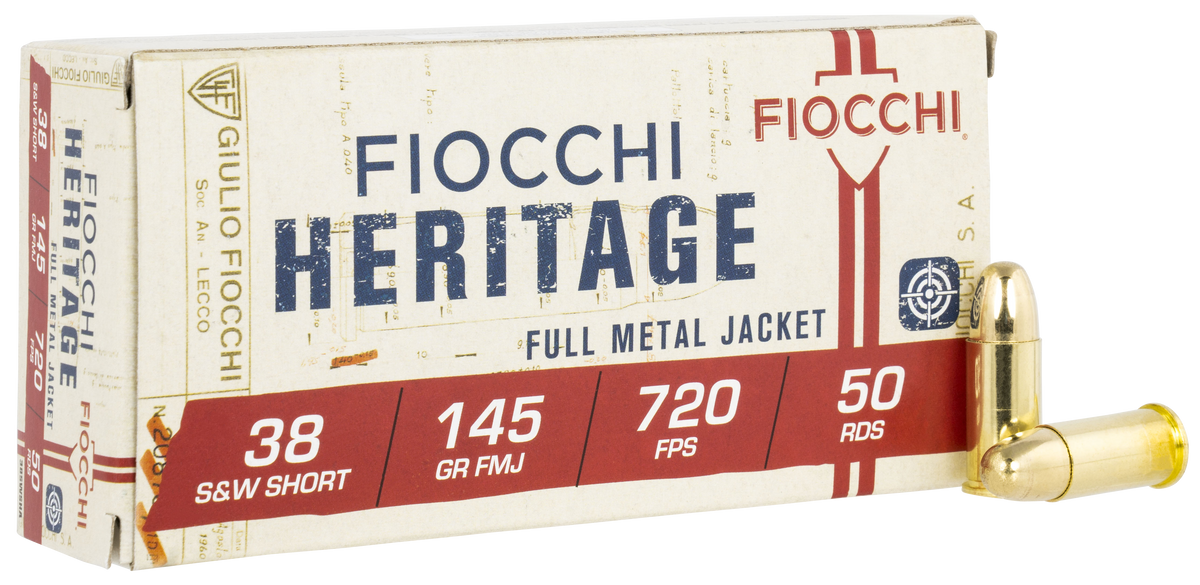 Fiocchi Heritage 38 S&W Short 145gr FMJ 50-Rd Box/1000-Rd Case - Box or Case
