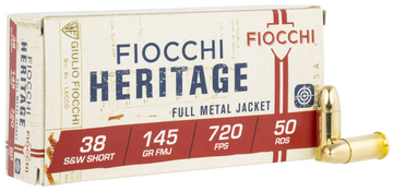 Fiocchi Heritage 38 S&W Short 145gr FMJ 50-Rd Box/1000-Rd Case - Box or Case