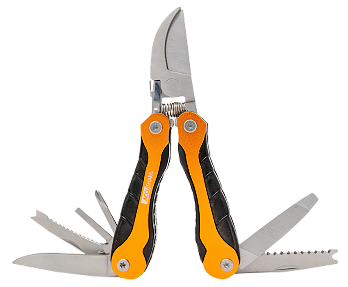 Accusharp Sportsman's 085C Folding Multi-Tool Plain Blade Black/Orange with Nylon Case
