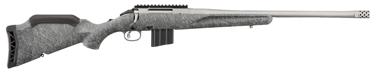 Ruger American II 400 Legend 20" 5+1 Bolt-Action Rifle - Cobalt Cerakote Threaded Barrel, Gray Splatter Stock